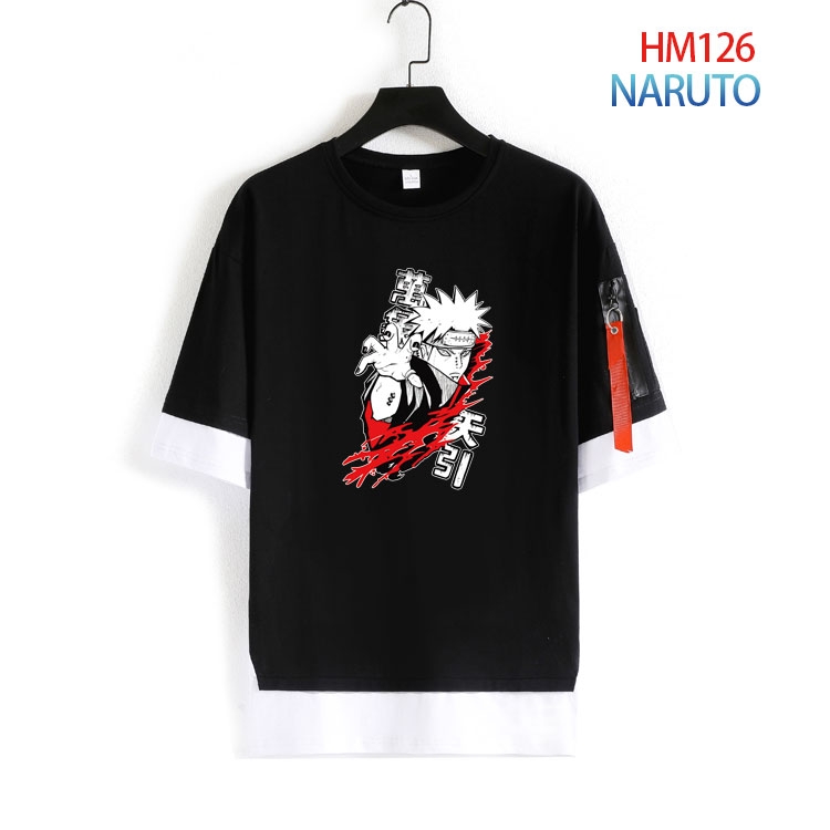 Naruto Cotton round neck fake two loose T-shirts from S to 4XL HM-126-4