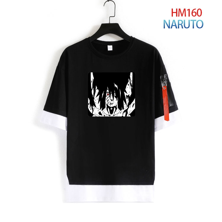 Naruto Cotton round neck fake two loose T-shirts from S to 4XL   HM-160-4