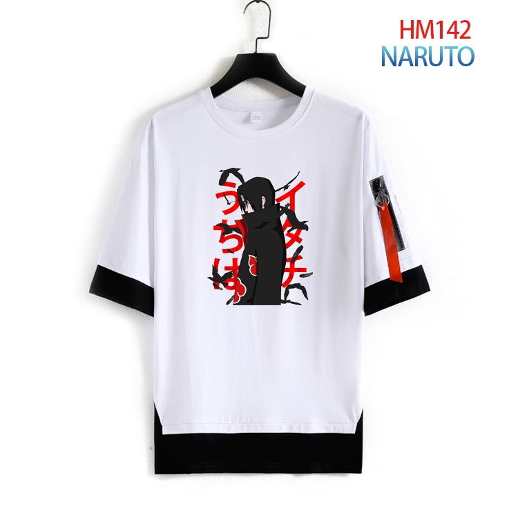 Naruto Cotton round neck fake two loose T-shirts from S to 4XL  HM-142-3