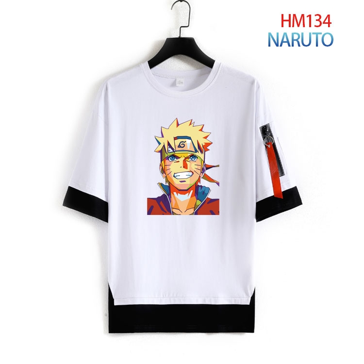 Naruto Cotton round neck fake two loose T-shirts from S to 4XL  HM-134-3