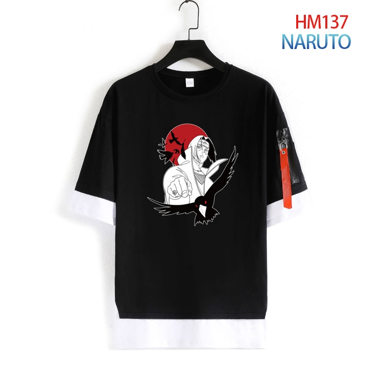 Naruto Cotton round neck fake two loose T-shirts from S to 4XL   HM-137-4