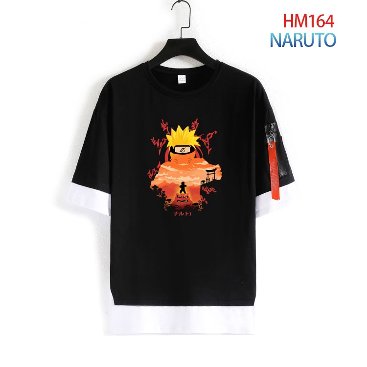 Naruto Cotton round neck fake two loose T-shirts from S to 4XL HM-164-4