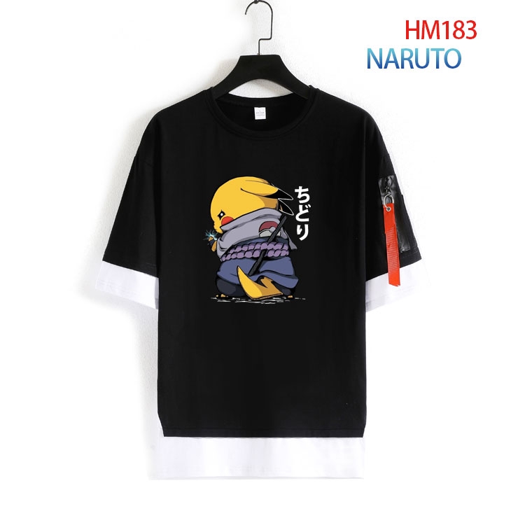 Naruto Cotton round neck fake two loose T-shirts from S to 4XL HM-183-4