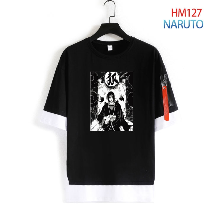 Naruto Cotton round neck fake two loose T-shirts from S to 4XL HM-127-4