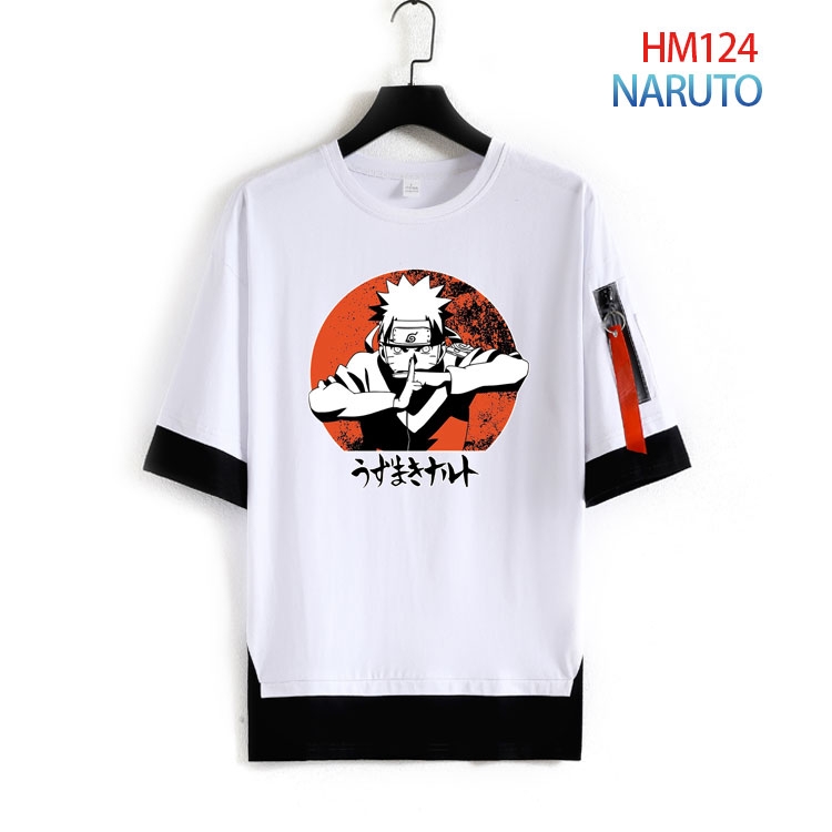 Naruto Cotton round neck fake two loose T-shirts from S to 4XL HM-124-3