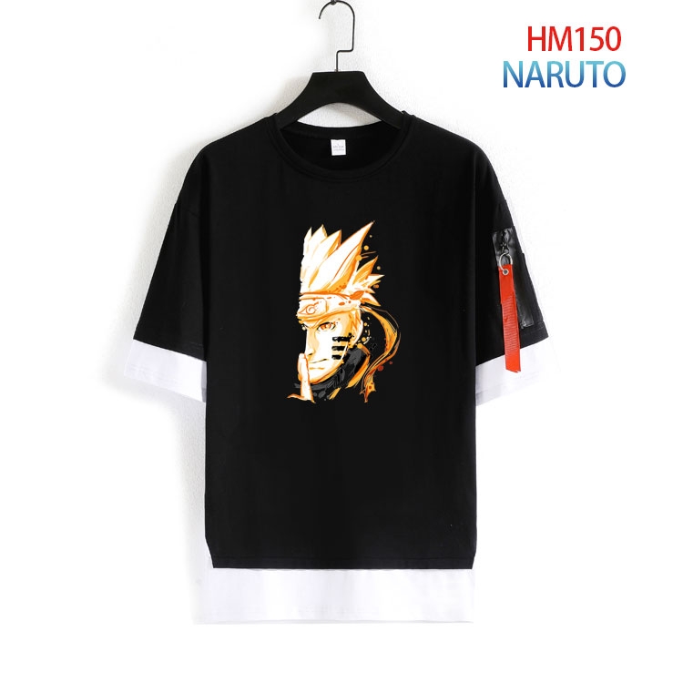 Naruto Cotton round neck fake two loose T-shirts from S to 4XL HM-150-4