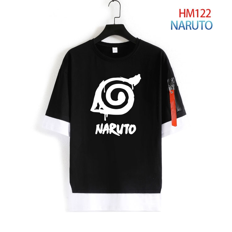 Naruto Cotton round neck fake two loose T-shirts from S to 4XL HM-122-4