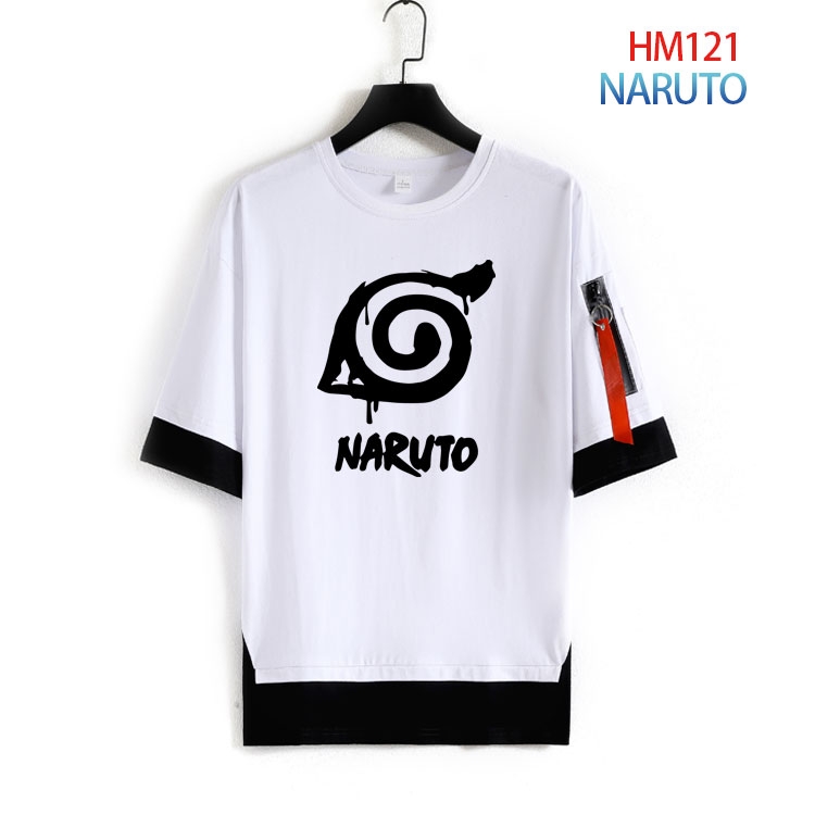 Naruto Cotton round neck fake two loose T-shirts from S to 4XL   HM-121-3