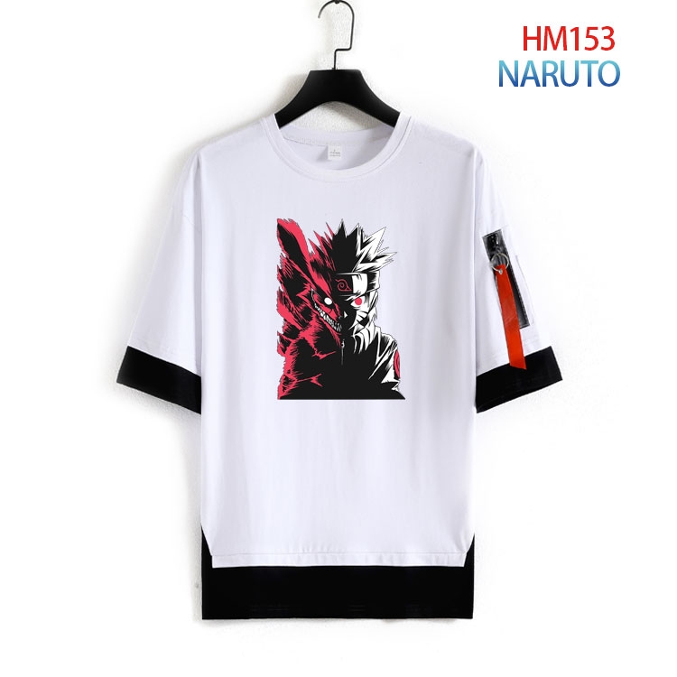 Naruto Cotton round neck fake two loose T-shirts from S to 4XL HM-153-3