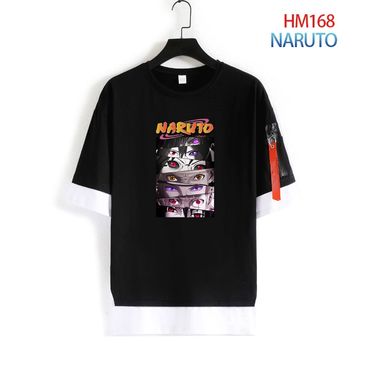 Naruto Cotton round neck fake two loose T-shirts from S to 4XL HM-168-4