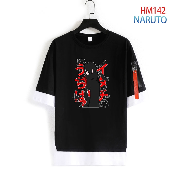 Naruto Cotton round neck fake two loose T-shirts from S to 4XL HM-142-4
