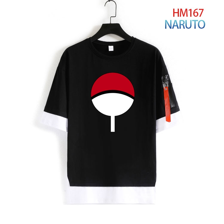 Naruto Cotton round neck fake two loose T-shirts from S to 4XL HM-167-4