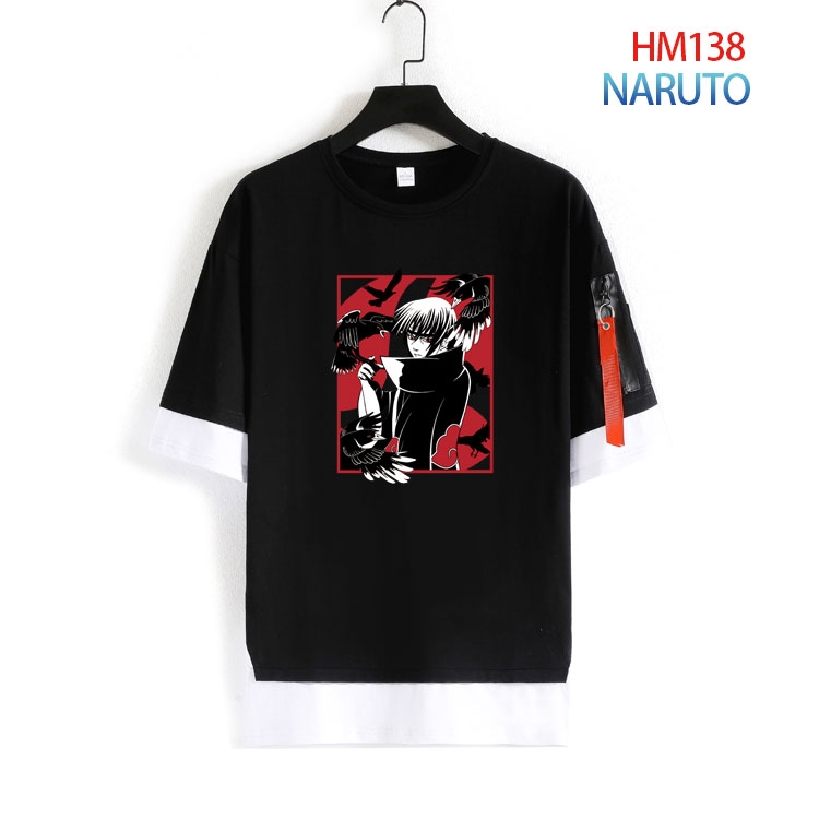 Naruto Cotton round neck fake two loose T-shirts from S to 4XL HM-138-4