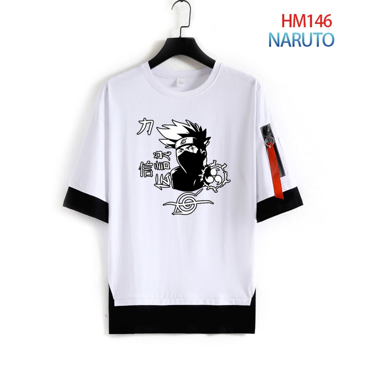 Naruto Cotton round neck fake two loose T-shirts from S to 4XL HM-146-3