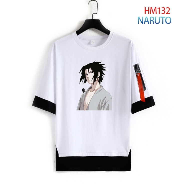 Naruto Cotton round neck fake two loose T-shirts from S to 4XL HM-132-3