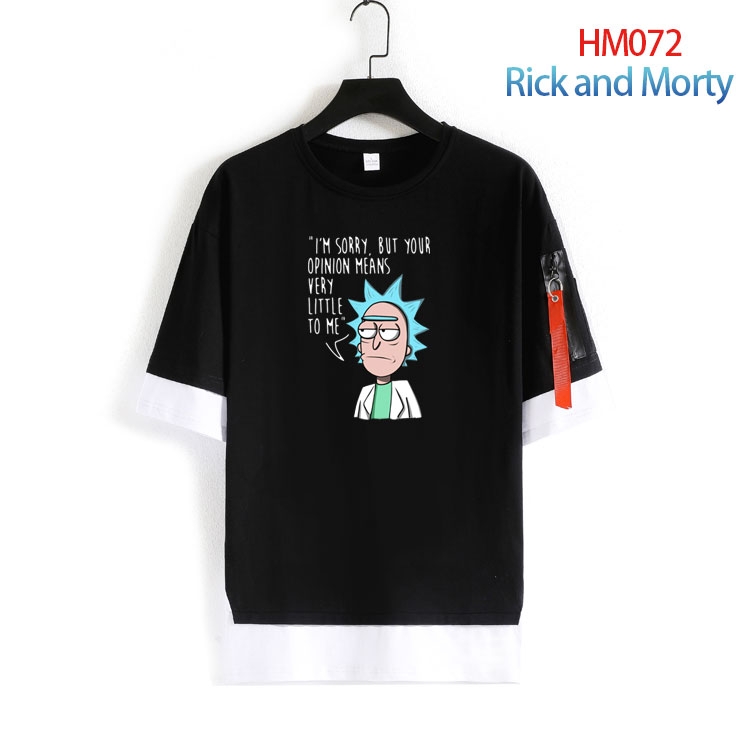 Rick and Morty round neck fake two loose T-shirts from S to 4XL HM-072-4