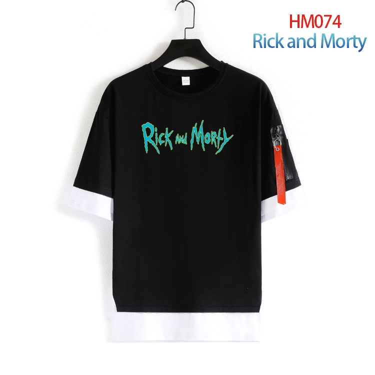 Rick and Morty round neck fake two loose T-shirts from S to 4XL HM-074-4