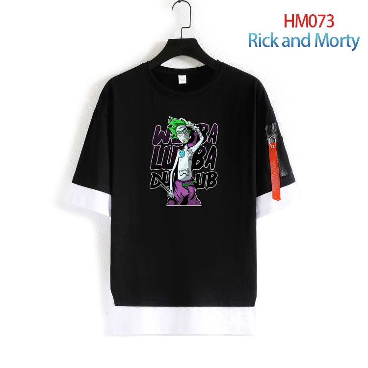 Rick and Morty round neck fake two loose T-shirts from S to 4XL  HM-073-4