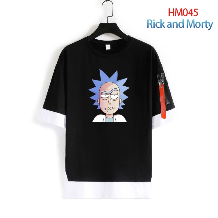 Rick and Morty round neck fake two loose T-shirts from S to 4XL HM-045-4