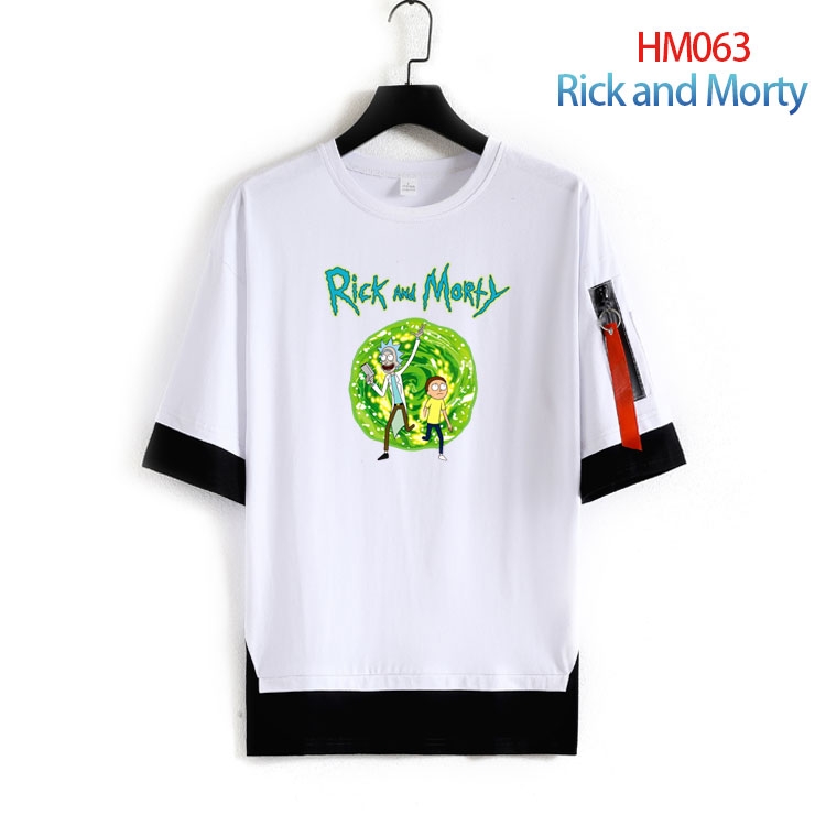 Rick and Morty round neck fake two loose T-shirts from S to 4XL HM-063-3