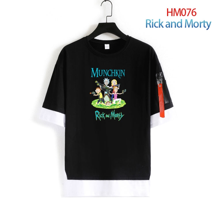 Rick and Morty round neck fake two loose T-shirts from S to 4XL HM-076-4