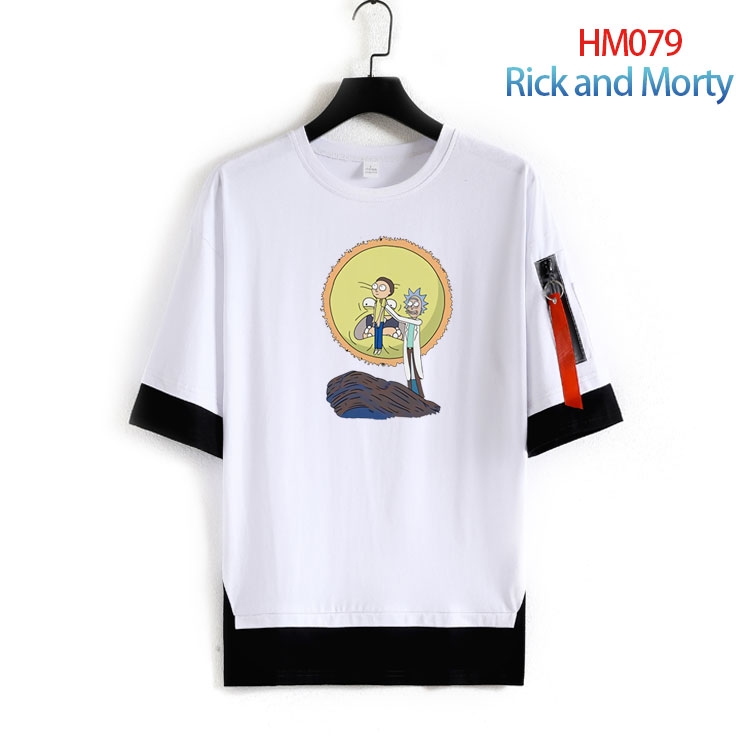 Rick and Morty round neck fake two loose T-shirts from S to 4XL HM-079-3