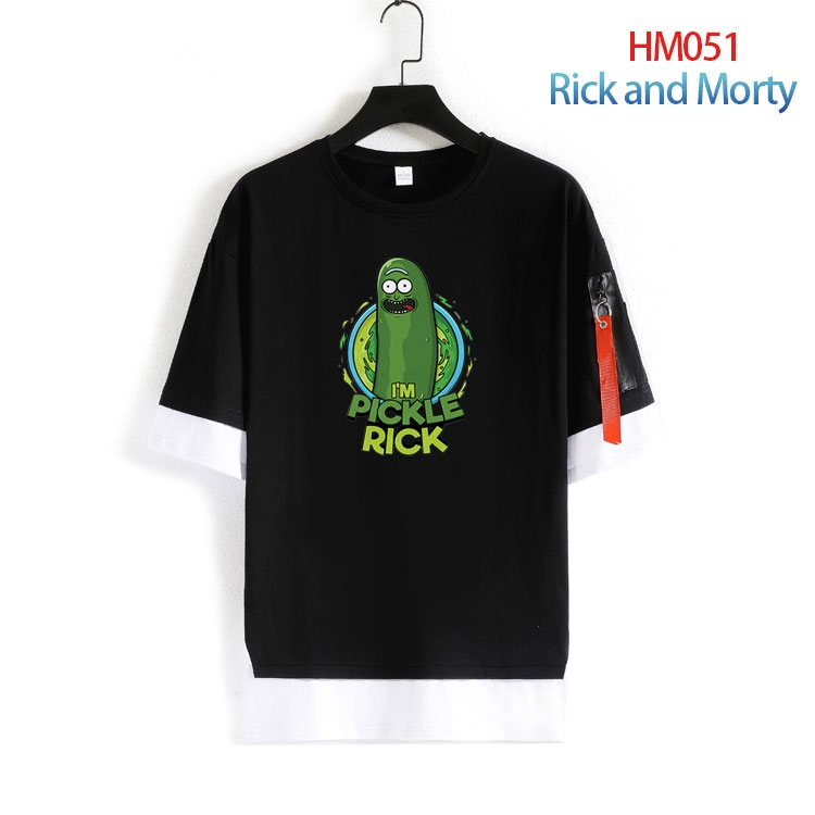 Rick and Morty round neck fake two loose T-shirts from S to 4XL HM-051-4