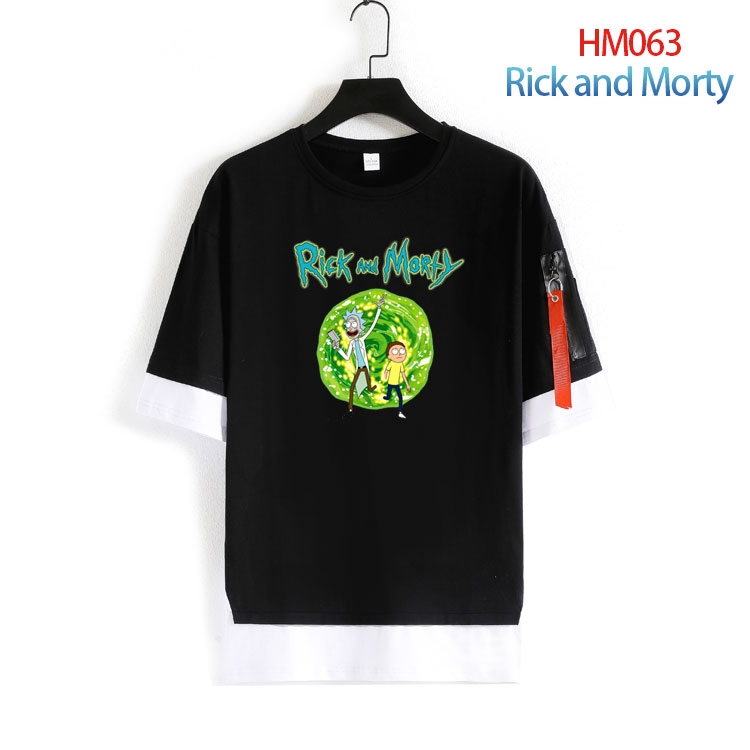 Rick and Morty round neck fake two loose T-shirts from S to 4XL HM-063-4