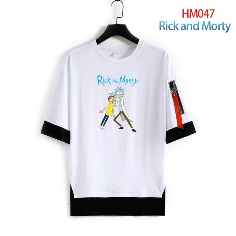 Rick and Morty round neck fake two loose T-shirts from S to 4XL  HM-047-3