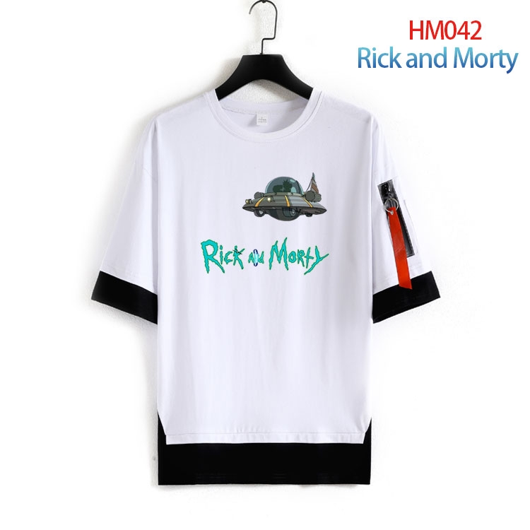 Rick and Morty round neck fake two loose T-shirts from S to 4XL HM-042-3