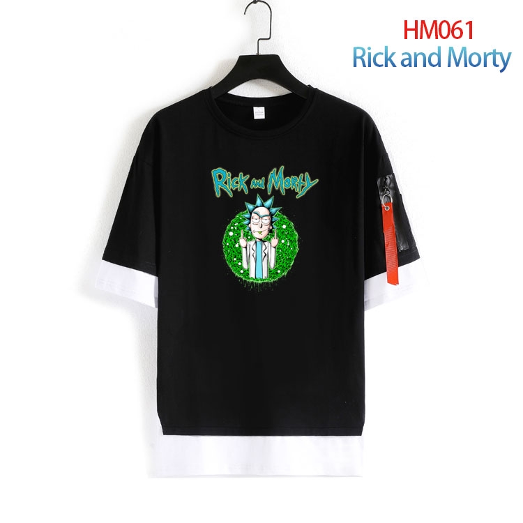 Rick and Morty round neck fake two loose T-shirts from S to 4XL HM-061-4