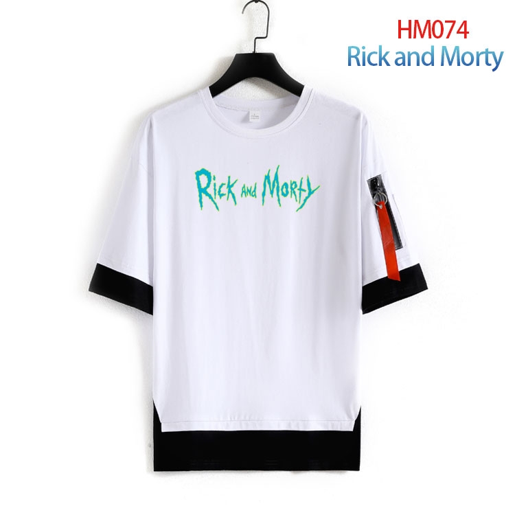 Rick and Morty round neck fake two loose T-shirts from S to 4XL HM-074-3