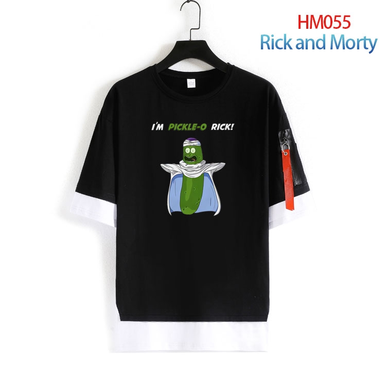 Rick and Morty round neck fake two loose T-shirts from S to 4XL HM-055-4