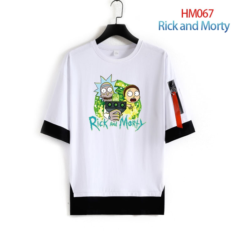 Rick and Morty round neck fake two loose T-shirts from S to 4XL  HM-067-3