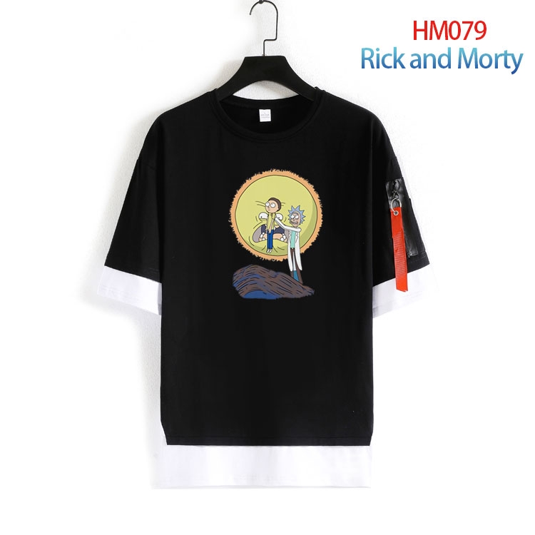 Rick and Morty round neck fake two loose T-shirts from S to 4XL HM-079-4