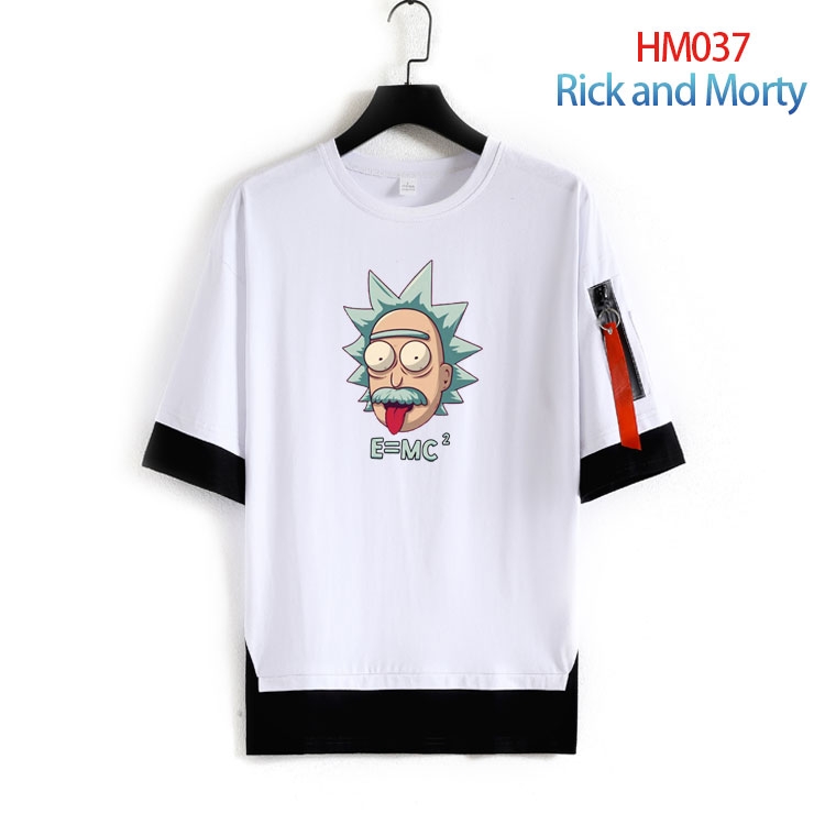 Rick and Morty round neck fake two loose T-shirts from S to 4XL  HM-037-3