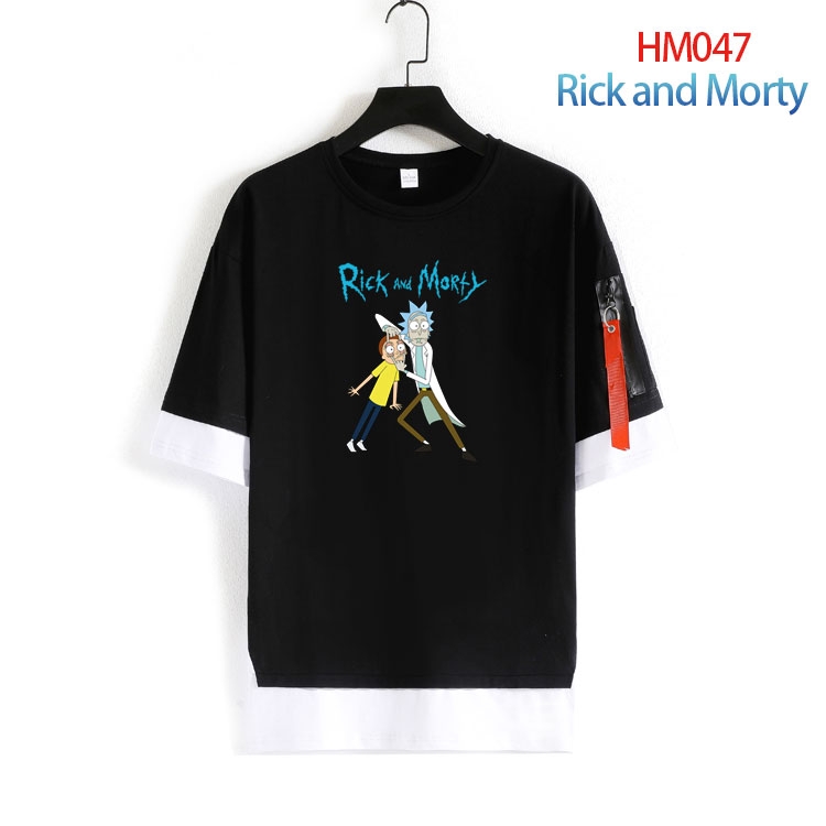 Rick and Morty round neck fake two loose T-shirts from S to 4XL HM-047-4