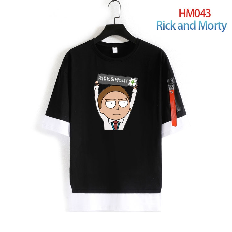 Rick and Morty round neck fake two loose T-shirts from S to 4XL HM-043-4