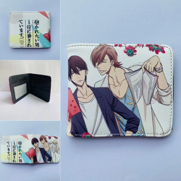 I threatened the man who wanted to be hugged the most Full color two fold short wallet purse 11X9.5CM 60G