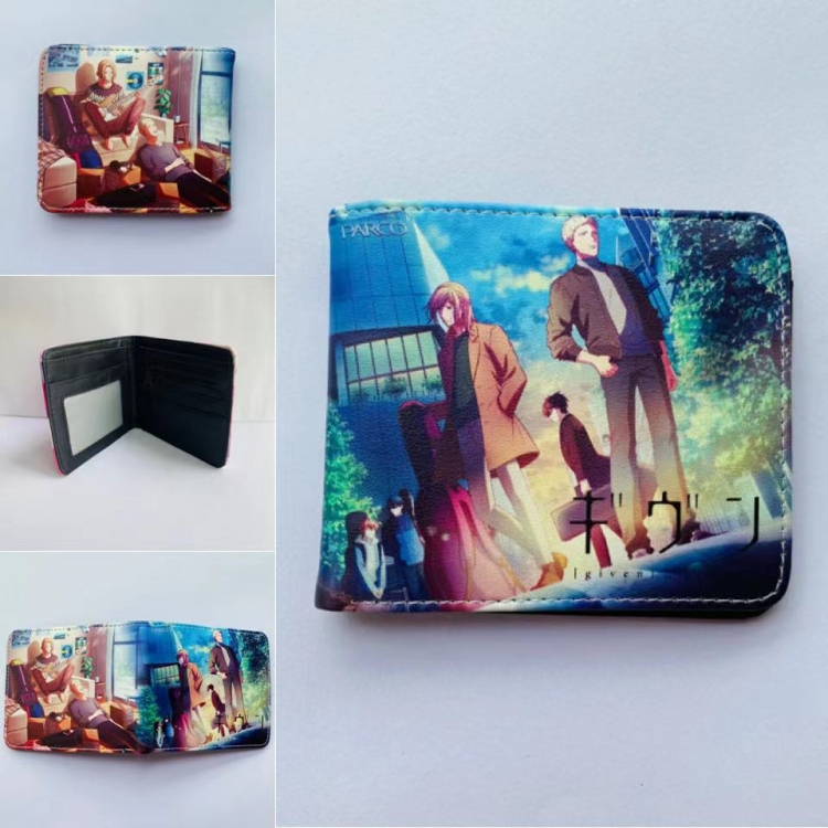 Given Full color two fold short wallet purse 11X9.5CM 60G