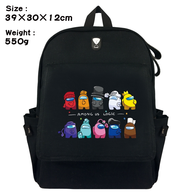 Among us Canvas Flip Backpack Student Schoolbag  39X30X12CM
