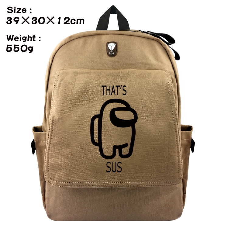 Among us Canvas Flip Backpack Student Schoolbag  39X30X12CM