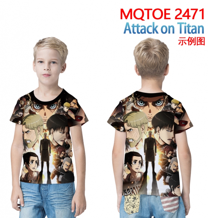 Shingeki no Kyojin full-color printed short-sleeved T-shirt 60 80 100 120 140 160 6 sizes for children  MQTOE 2471