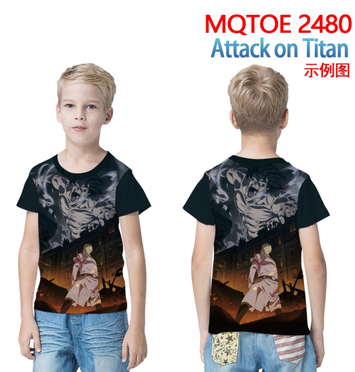 Shingeki no Kyojin full-color printed short-sleeved T-shirt 60 80 100 120 140 160 6 sizes for children  MQTOE 2480