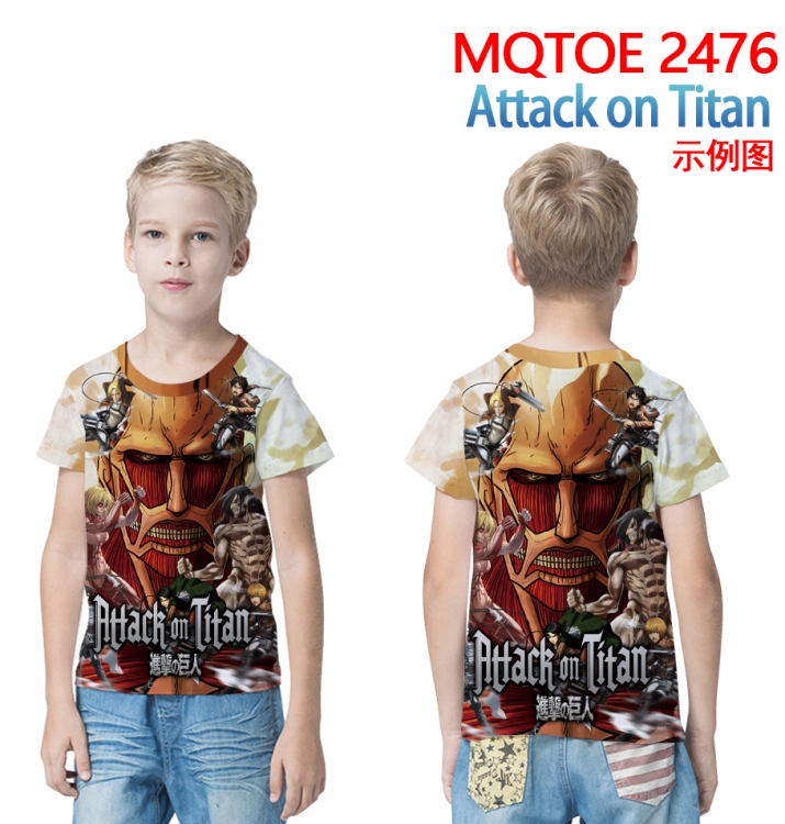 Shingeki no Kyojin full-color printed short-sleeved T-shirt 60 80 100 120 140 160 6 sizes for children  MQTOE 2476
