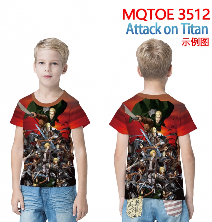 Shingeki no Kyojin full-color printed short-sleeved T-shirt 60 80 100 120 140 160 6 sizes for children  MQTOE 3512