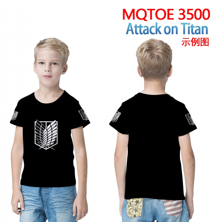 Shingeki no Kyojin full-color printed short-sleeved T-shirt 60 80 100 120 140 160 6 sizes for children  MQTOE 3500