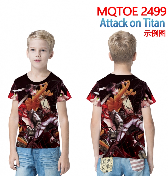 Shingeki no Kyojin full-color printed short-sleeved T-shirt 60 80 100 120 140 160 6 sizes for children  MQTOE 2499