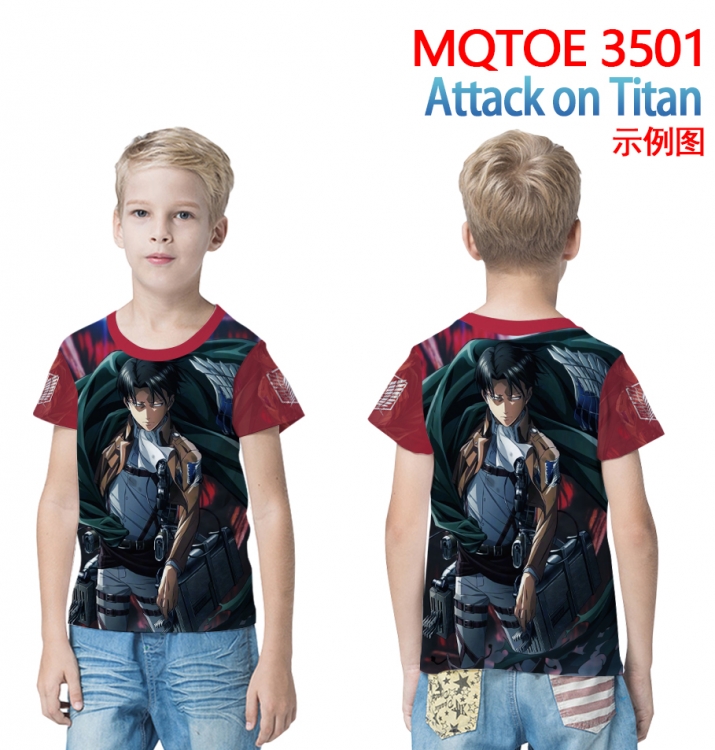 Shingeki no Kyojin full-color printed short-sleeved T-shirt 60 80 100 120 140 160 6 sizes for children  MQTOE 3501