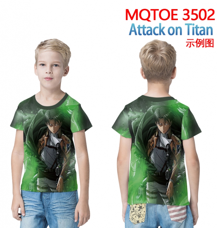 Shingeki no Kyojin full-color printed short-sleeved T-shirt 60 80 100 120 140 160 6 sizes for children  MQTOE 3502